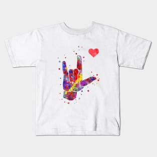 I love you ASL sign language Kids T-Shirt